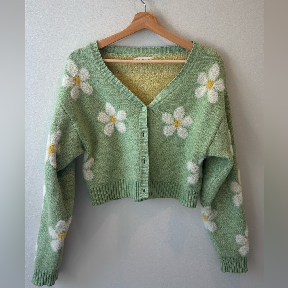 PacSun Green Floral Cardigan